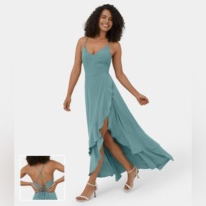 Halara Breezeful Backless Crisscross Lace Up Ruffle Split Hem Maxi Dress XL